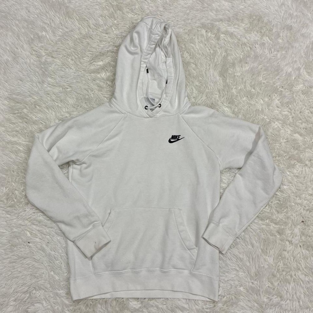 Nike white hoodie with black swoosh Size S